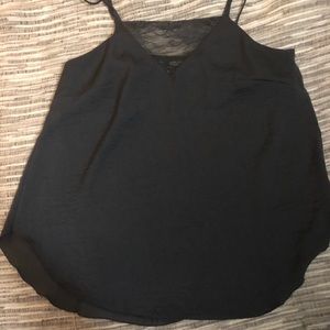 Silky blue gray tank top with lace